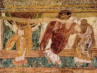 12th century Romanesque mural (God speaks to Noah)