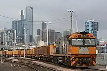 Orange freight train