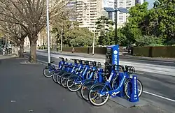 Melbourne Bike Share station with bicycles