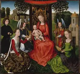 Mystic Marriage of Saint Catherin' (triptych by Hans Memling