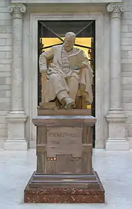 Statue of Marcelino Menéndez y Pelayo in the lobby of the B.N.E.