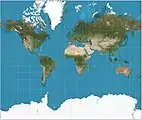 Mercator projection(showing between 82°S and 82°N)