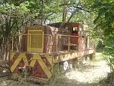 Abandoned Central Mercedita Plymouth DE 50-ton locomotive in the Mercedita Serralles Refinery near Ponce