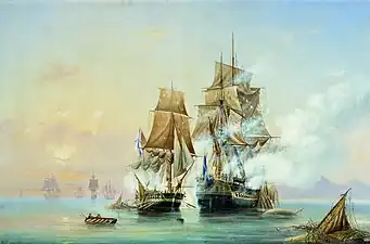 Capturing of Swedish 44-gun frigate Venus by Russian 22-gun cutter Merkuriy of June 1 [O.S. May 21] 1789.