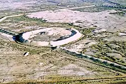 Aerial photograph of the circular remains of Merv called Erk Gala