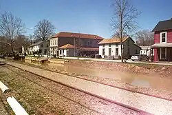 Metamora, with railroad and canal in the foreground