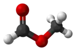 Ball-and-stick model of the methyl formate molecule