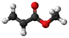 Ball-and-stick model of the methyl acrylate molecule