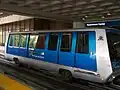 A Metromover car waiting on the lower level of the Government Center station.