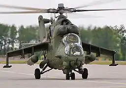 The twin bubble canopies of the Mil Mi-24 Hind helicopter