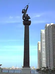 American Indian monument on bridge over the Miami River connecting Brickell with Downtown