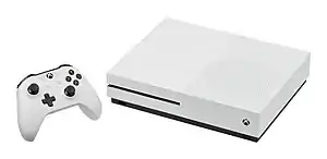 An Xbox One S console and controller