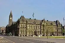 A large building with arched windows.