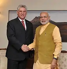 Díaz-Canel with Indian Prime Minister Narendra Modi, in New Delhi on 23 March 2015