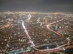 View of Tehran city at night from Milad Tower