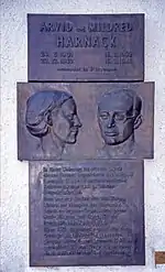 Memorial plaque for Arvid and Mildred Harnack at the Berlin building where they lived, 61 Hasenheide, Neukölln