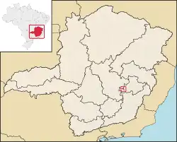 Location of Bela Vista de Minas within Minas Gerais