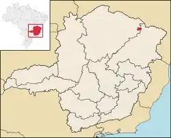 Location of Curral de Dentro in the state of Minas Gerais