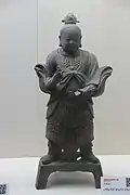 Ming statuette wearing mountain pattern armour