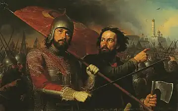 Minin and Pozharsky (right to left) by Mikhail Scotti