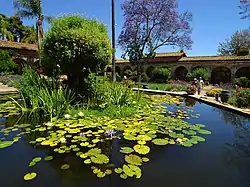 A Moorish-style fountain inside Mission San Juan Capistrano's central courtyard, built in the 1920s through the efforts of St. John O'Sullivan.