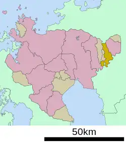 Location of Miyaki in Saga Prefecture