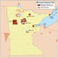 map of Chippewa land in Minnesota