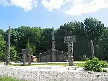 First Nations totem poles and Haida houses