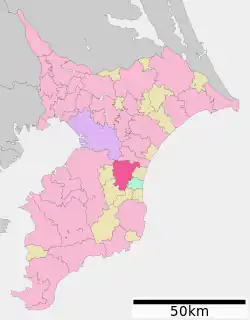 Location of Mobara in Chiba Prefecture