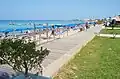 A wooden pedestrian road beside the beach