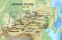 Physical map of the Mongol states from the 14th to the 17th centuries