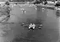 a view of Monmouth raft race from the bridge, 1960s