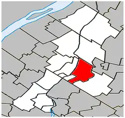 Location within La Vallée-du-Richelieu RCM.