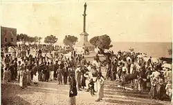 A pre-1948 celebration of the Feast of St. Elias, on 20 July, around Madonna statue