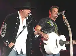 Eddie Montgomery (left) and Troy Gentry at the Gretna Heritage Festival in 2008