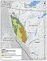 Generalized map showing the location of the Montney Formation.