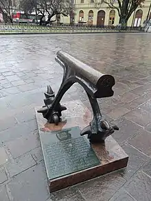 Monument marking the 49th parallel in Prešov