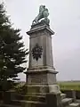 Brunswick Monument in Baisy-Thy. The German caption reads : Frederick-William Duke of Brunswick and Luneburg fought ahead of his troops and fell not far from this place on 16 June 1815.