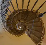 View up the interior staircase