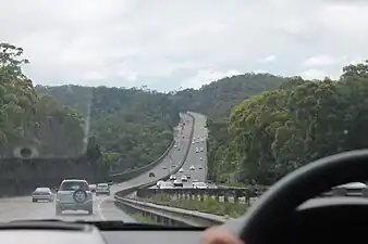 The Mooney Mooney Bridge from a driver's perspective - Heading North towards Newcastle.