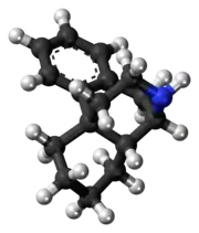 Ball-and-stick model of morphinan