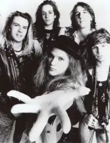 Wood (front) with Mother Love Bone in 1989