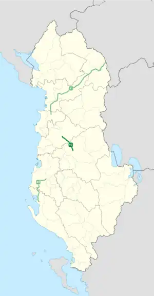 The A3 runs across the counties of Elbasan and Tirana.