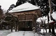 A belfry at Mōtsū-ji, a Tendai Buddhist temple in Hiraizumi, Japan