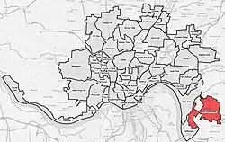 Mount Washington (red) within Cincinnati, Ohio