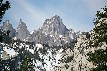 Mount Whitney highest summit of the Sierra Nevada and California.