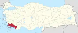 Location of the province within Turkey