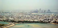 Muharraq in the foreground; Manama on Bahrain Island in the background