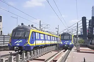 BEML Mumbai Metro rake at Gundavali Station on Line 7