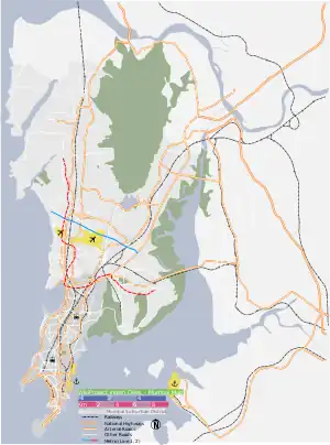 Location of Powai lake within Mumbai